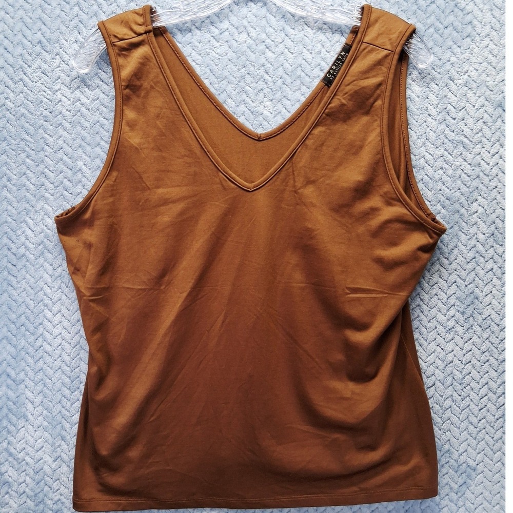 Carilyn by Carilyn Vaile Womens XL Bronze Brown V-Neck Tank Top Sleeveless‎ USA
